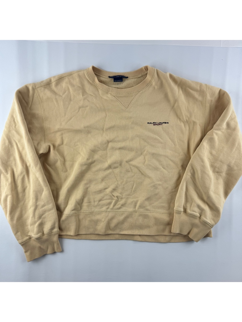 Vintage 90s Ralph Lauren Sport Embroidered Beige Crewneck Sweatshirt